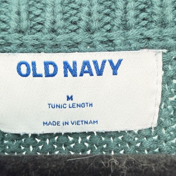 Old Navy Women's M Green Textured Tunic Length Knit Sweater Cottage - Picture 3 of 9